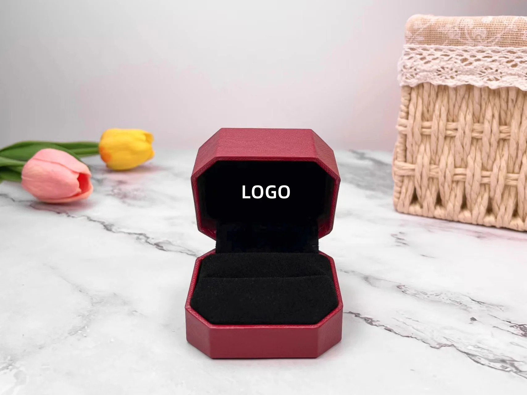 Red Octagonal Engagement Ring Box Wholesale Luxury brand Bracelet Pendant Jewelry Box Include Certificate and Velvet Bag