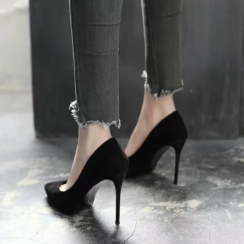 Women Shoes 2024 New Women Pumps Suede High Heels Shoes Fashion Office Stiletto Party Shoes Female Comfort Women Heels