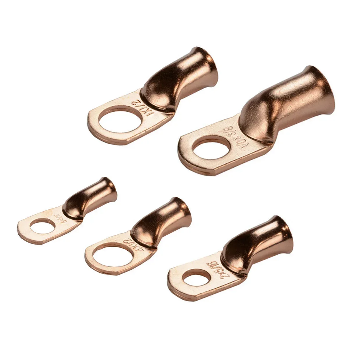 5Pcs 0-8AWG Bare Copper Ring Lugs Battery Crimp Terminals Electrical Wire Cable Connectors M5-M12 Kit Assortment