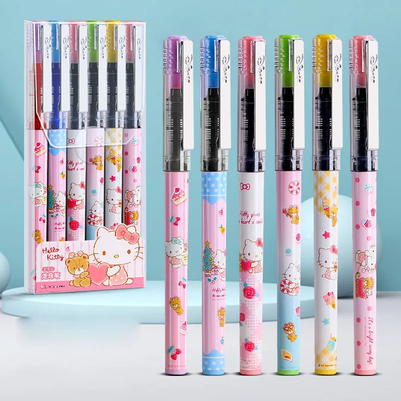 30 pz/lotto Sanrio Kawaii Cat Straight Liquid Gel Pen Cute 0.5mm Signature Pens regalo promozionale forniture scolastiche per ufficio