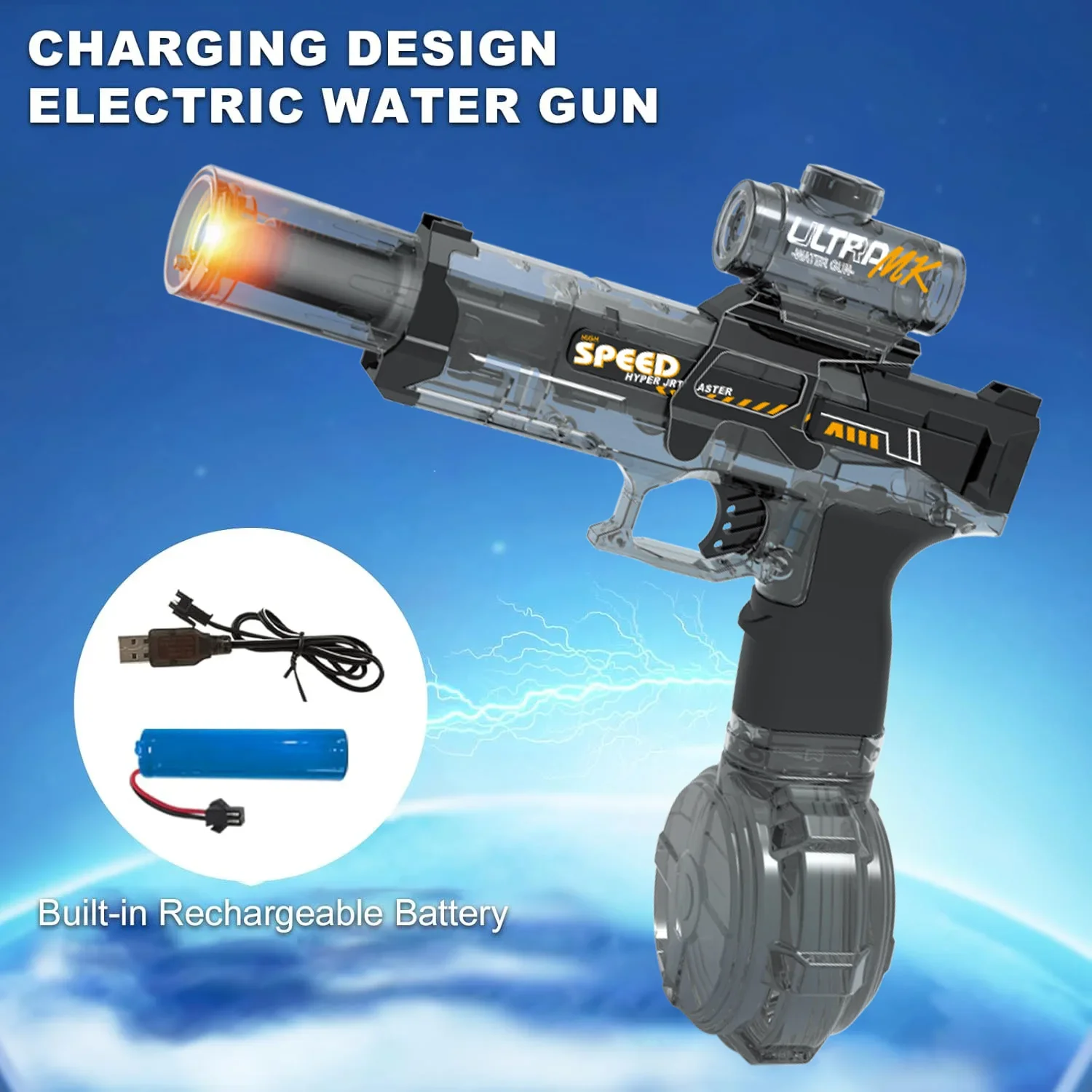 Pistola de agua eléctrica de alta presión para niños, juguetes de verano para exteriores, playa, piscina, jardín, juegos de lucha, ráfagas automáticas, regalos de pistola de agua