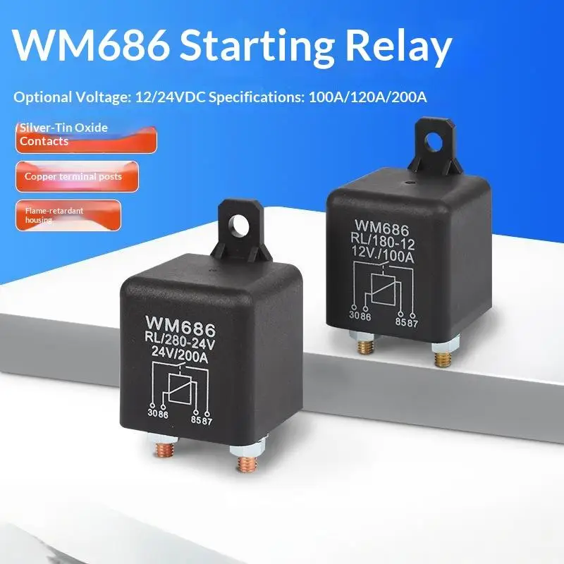 【MO2】DC 12V 24V 100A 120A 200A WM686 Relay 4 Pin Normal Open Car Starter Relay For Battery ON/OFF Split Charge Relay Switch{M}