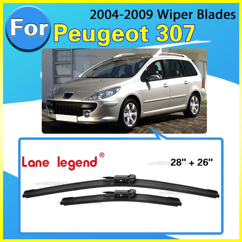 Wischer Front Wischer Klingen Für Peugeot 307 Fließheck 307CC 307SW Windschutzscheibe Windschutzscheibe Sauber Fenster Auto Regen Pinsel 28 "+ 26"
