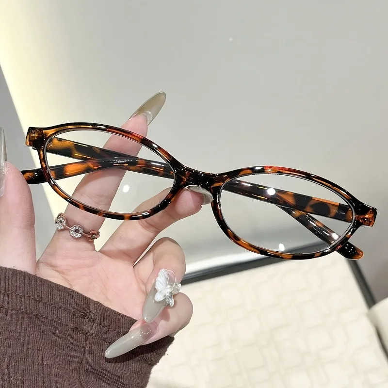 1Pc Women Small Oval Plain Glasses, Clear Lens Multi Colors, Cute Elegant for Daily Wear & Photo Matching