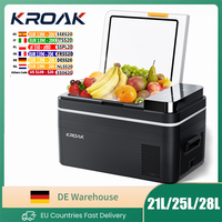 KROAK 21L 25L 28L Car Refrigerator 12V/24V Portable Compressor Fridge Freezer 100-240V AC Cooler for Outdoor Travel