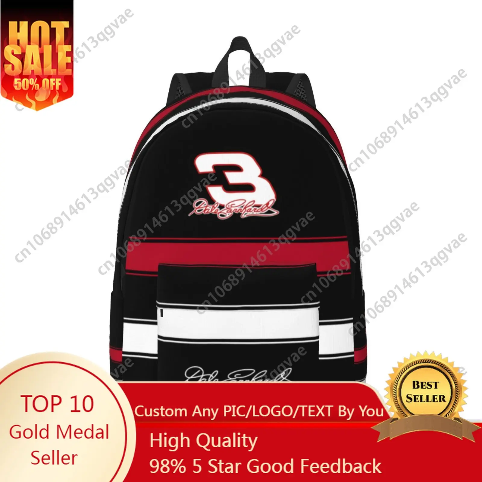 Dale Number 3 Earnhardt Furry Custom Canvas Lightweight Backpack Fashion Durable Student Men Women Business Daypack