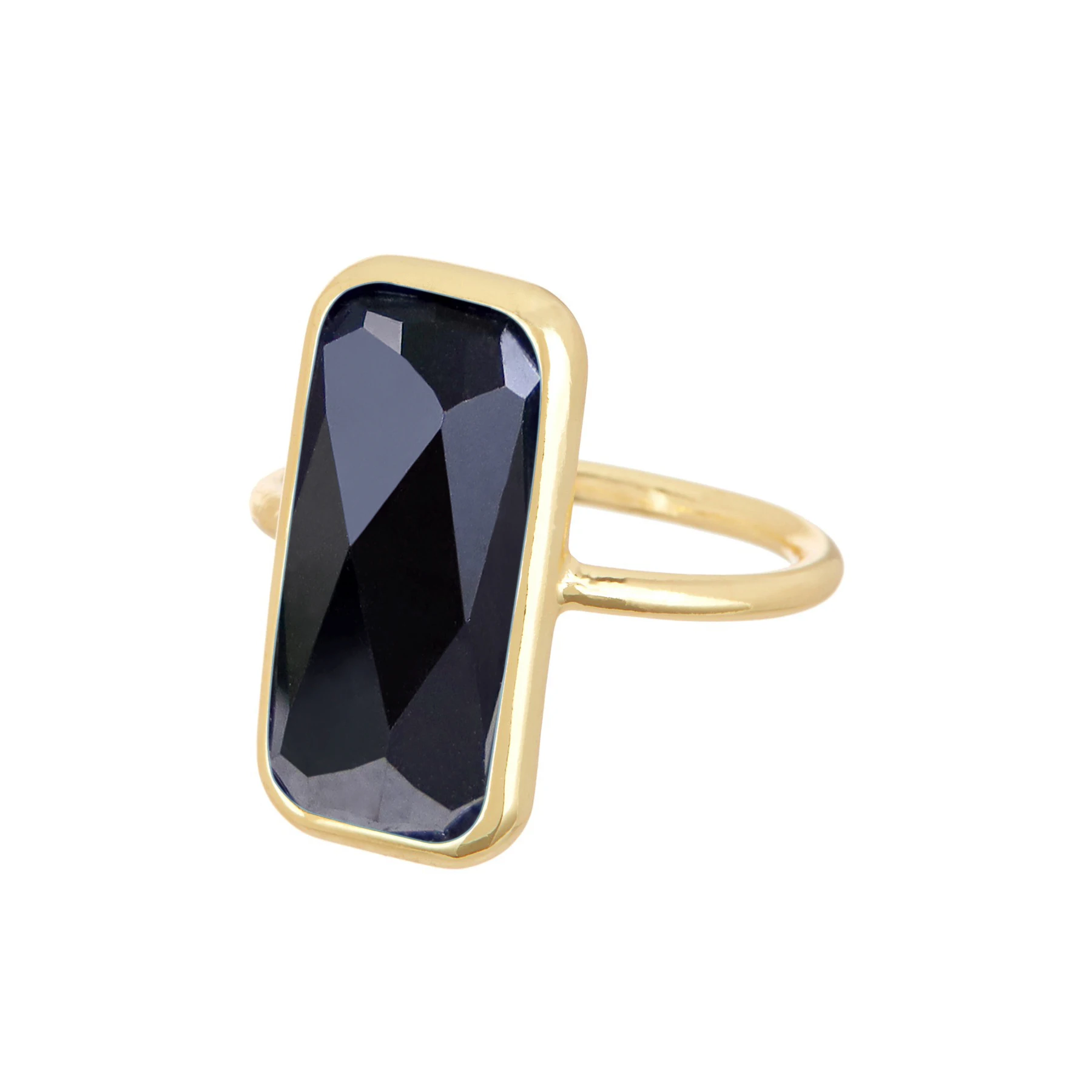 14K Gold Filled Hematite Rectangle Ring Jewelry for Party