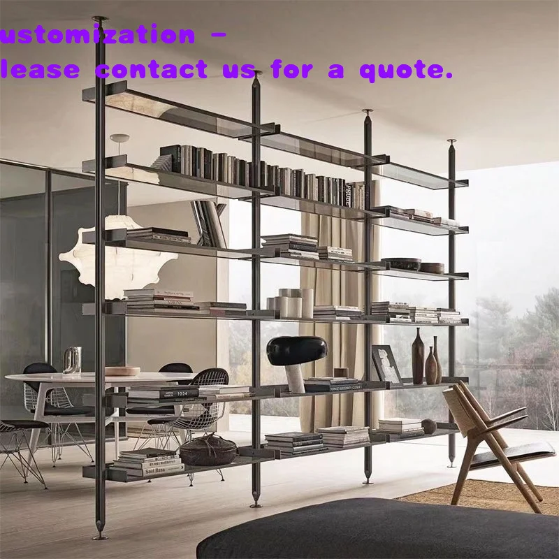 custom.Minimalist Stainless Steel Iron Aluminum Column Hanging Screen Partition Custom Bookshelf Divider Multi-layer Display Lin
