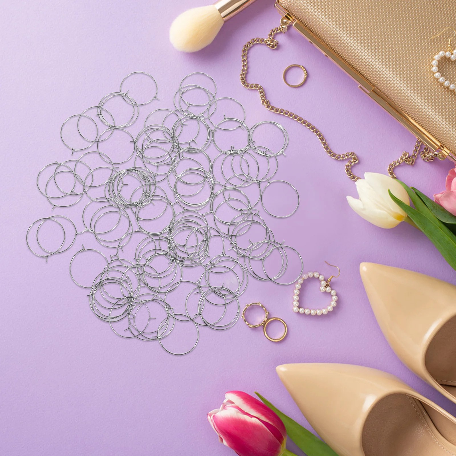 

100 Pcs Earring Accessories Findings Making Word Hook Diy Circles Hoop for Jewelry 316 Stainless Steel Beading