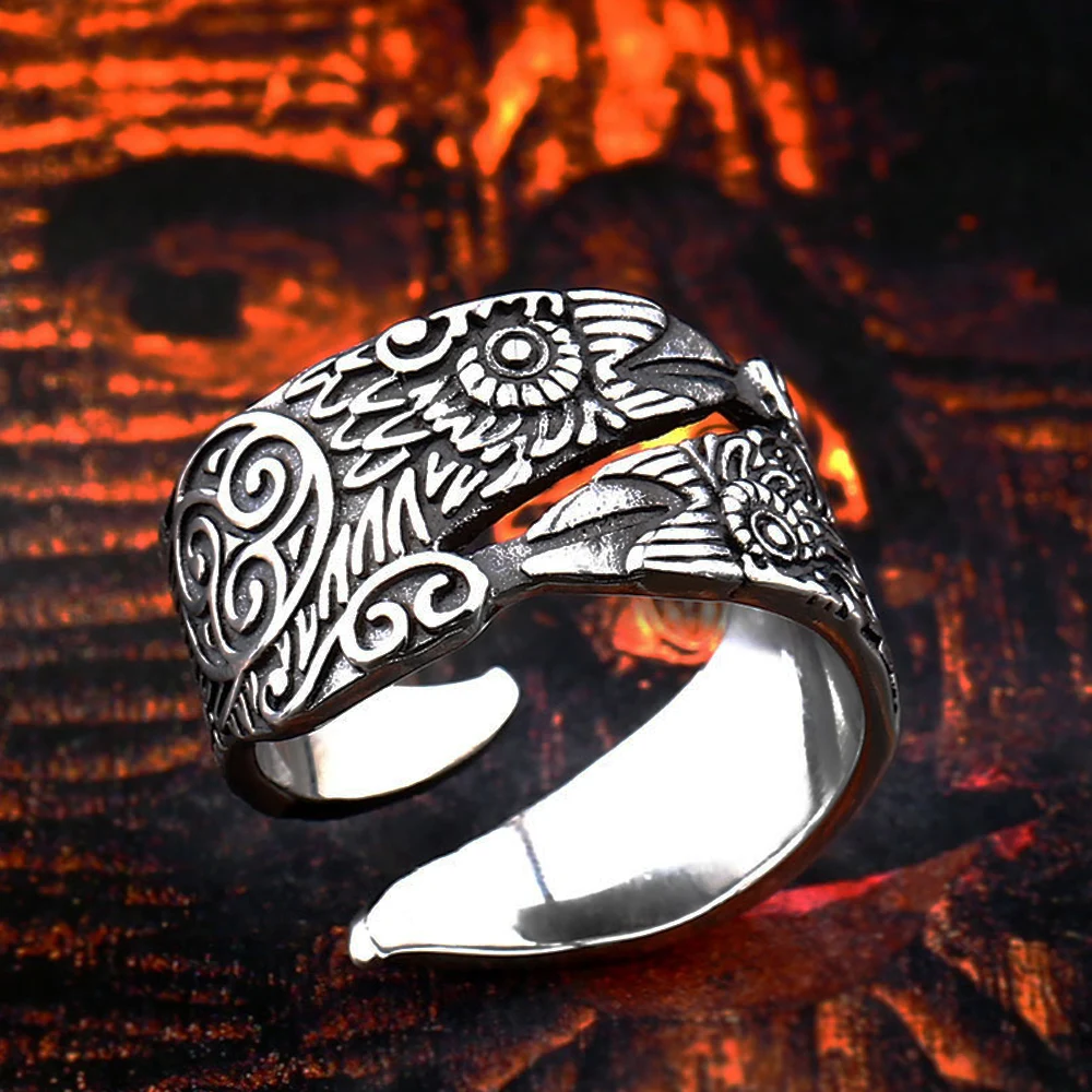 

Vintage Odin Ravens Ring Men Opening Adjustable Nordic Stainless Steel Celtics Knot Viking Ring Biker Amulet Crow Jewelry Gift