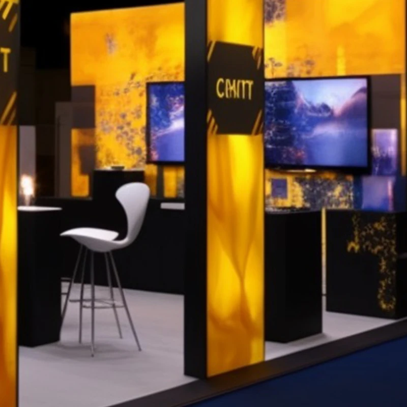 Parede de tela de vídeo LED de exibição de caixa de luz de tecido de mesa de exibição modular na cabine de exposição de feiras comerciais