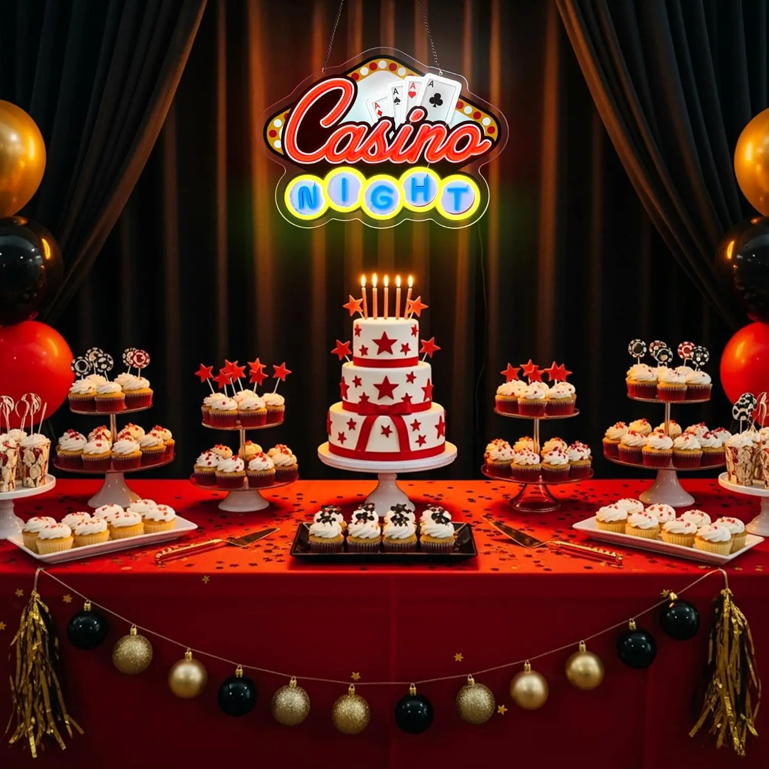 Letrero de neón de Casino, letrero de luz de neón LED regulable USB, decoración artística de pared para sala de jugadores, dormitorio, sala de estar, Bar, fiesta, regalos de cumpleaños