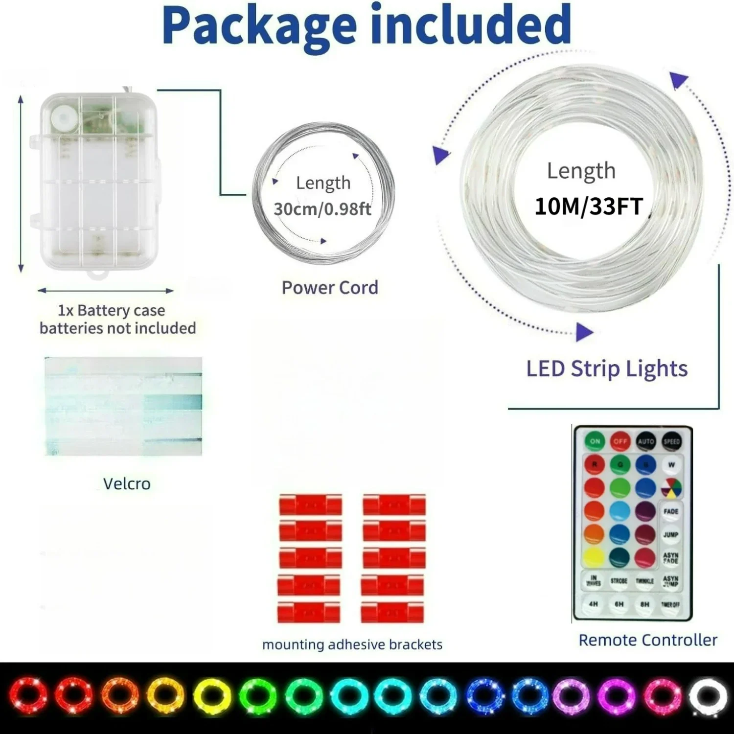 Battery Powered LED Boat Strip Light RGB 16Colors 8Modes IP65 Waterproof Remote Timer for Kayak SUP Yacht Golf Cart RV Car Decor