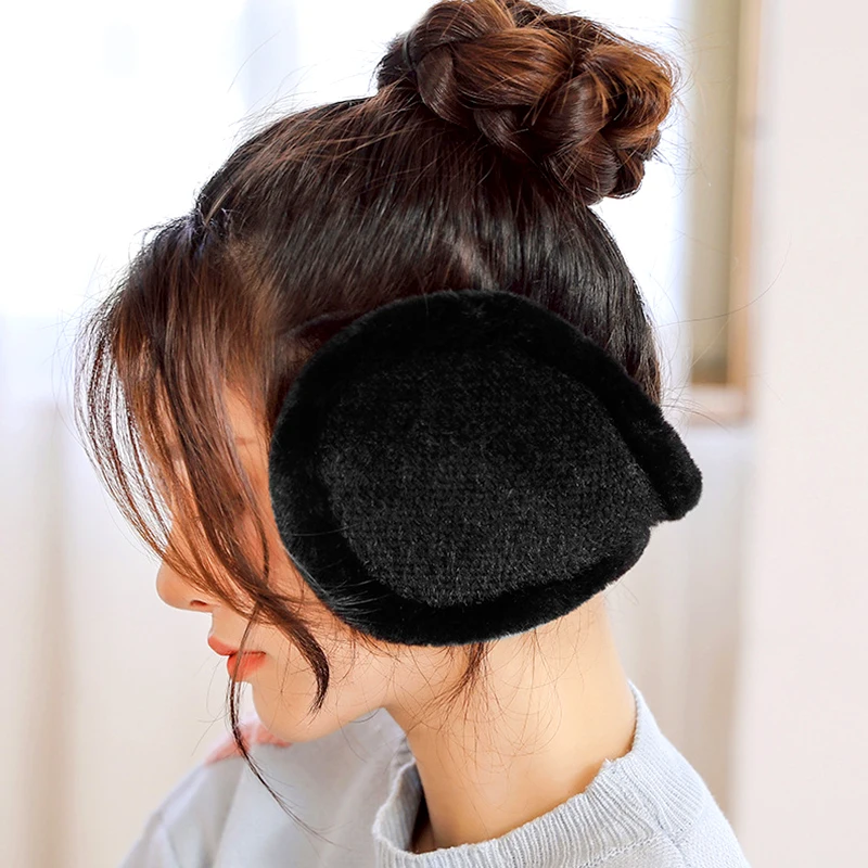 Protège-oreilles en peluche coupe-vent pour femme, cache-oreilles, cache-oreilles, cache-oreilles, doux, épais, chaud, sourire, cyclisme en plein air, derrière le bandeau, hiver