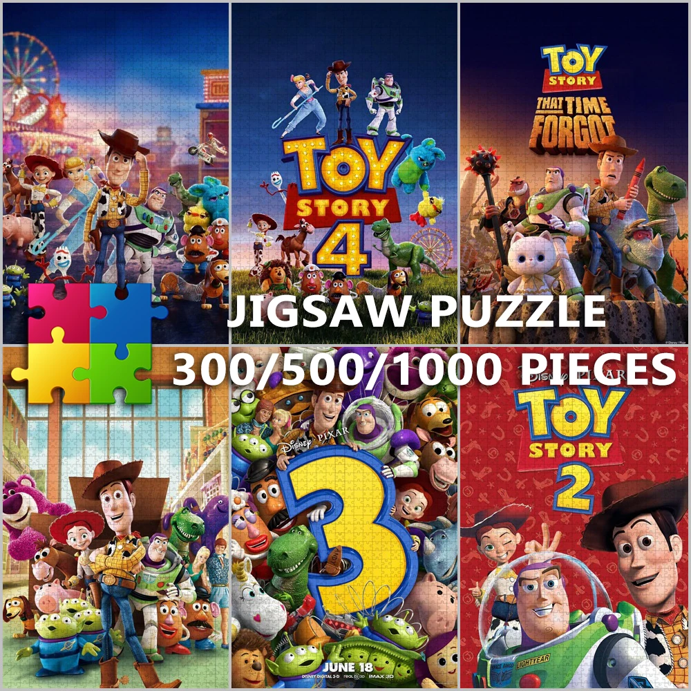 Rompecabezas de Toy Story de Disney para adultos, rompecabezas de madera con caja, Woody, Buzz Lightyear, personaje de dibujos animados, 1000 piezas