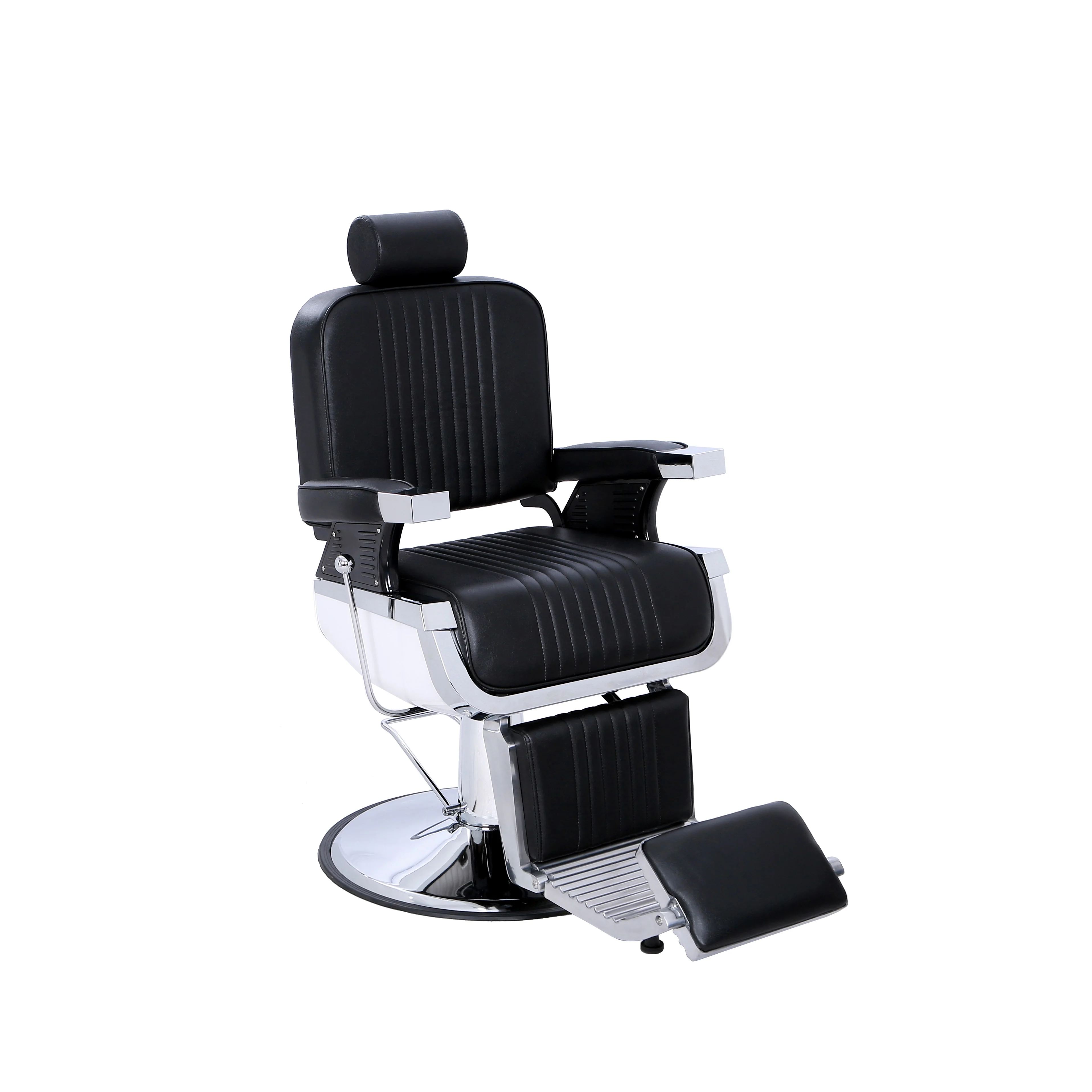 

Silla Reclining Hydraulic Pump Salon Equipment Beauty Black Cadeira Leather Metal Hair Salon Barber Chair