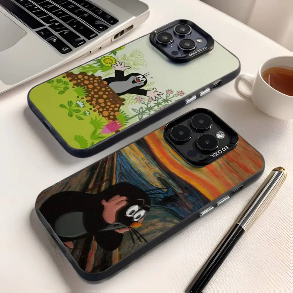 

Cartoon Little M-Mole Phone Case For iPhone 16,15,14,13,12,11,8,7,Pro,Max,Plus,Mini,XS,SE Anti Fall Black Matte Hard