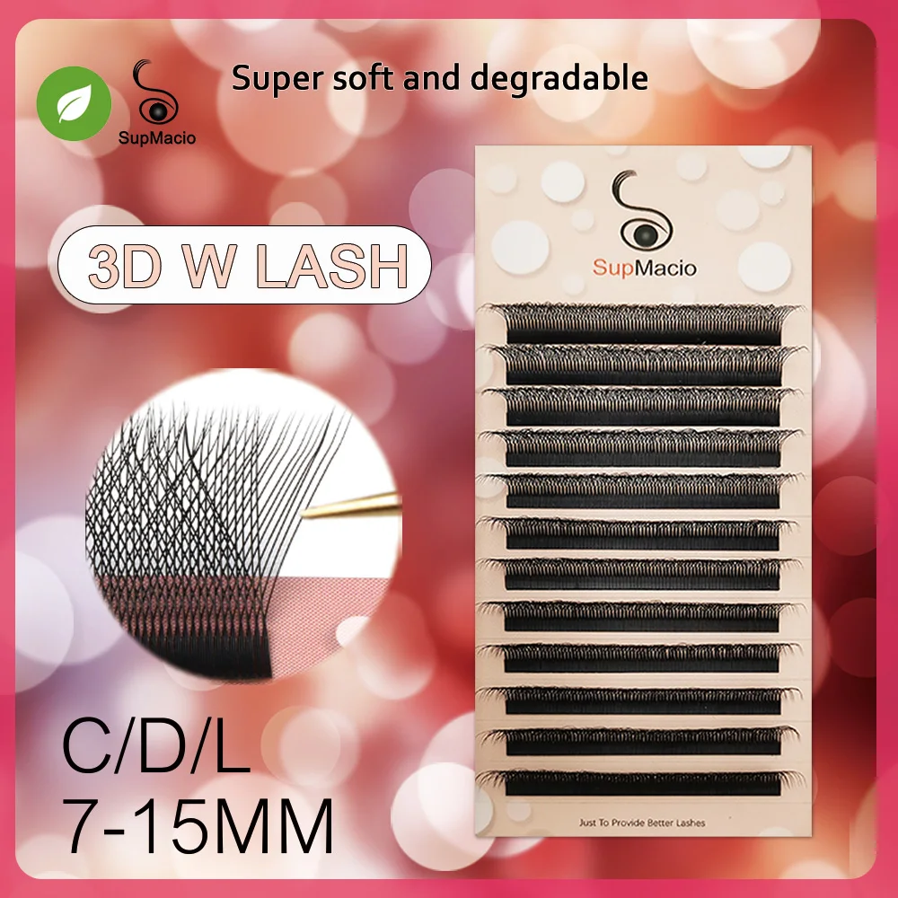 

SUPMACIO 3D W Lashes Extension L Curl 0.07 Black Cilios 3DW Eyelashes W Curvature L Wholesale Natural W Shape Lashes L Curl