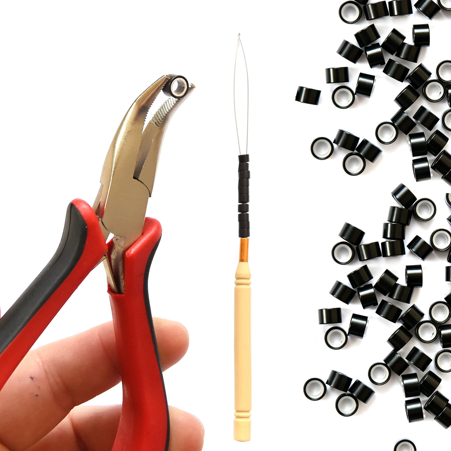 1000pcs 6mmX4mmX4mm Silicone Lined Micro Rings Links Beads for Hair Extension Tools