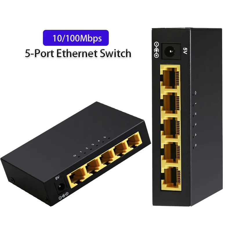 

Интеллектуальный сетевой коммутатор Ethernet, интернет-сплиттер Plug and Play, RJ45, коммутатор sharing концентратора, игровой сетевой коммутатор, 5 портов, коммутатор 100 м