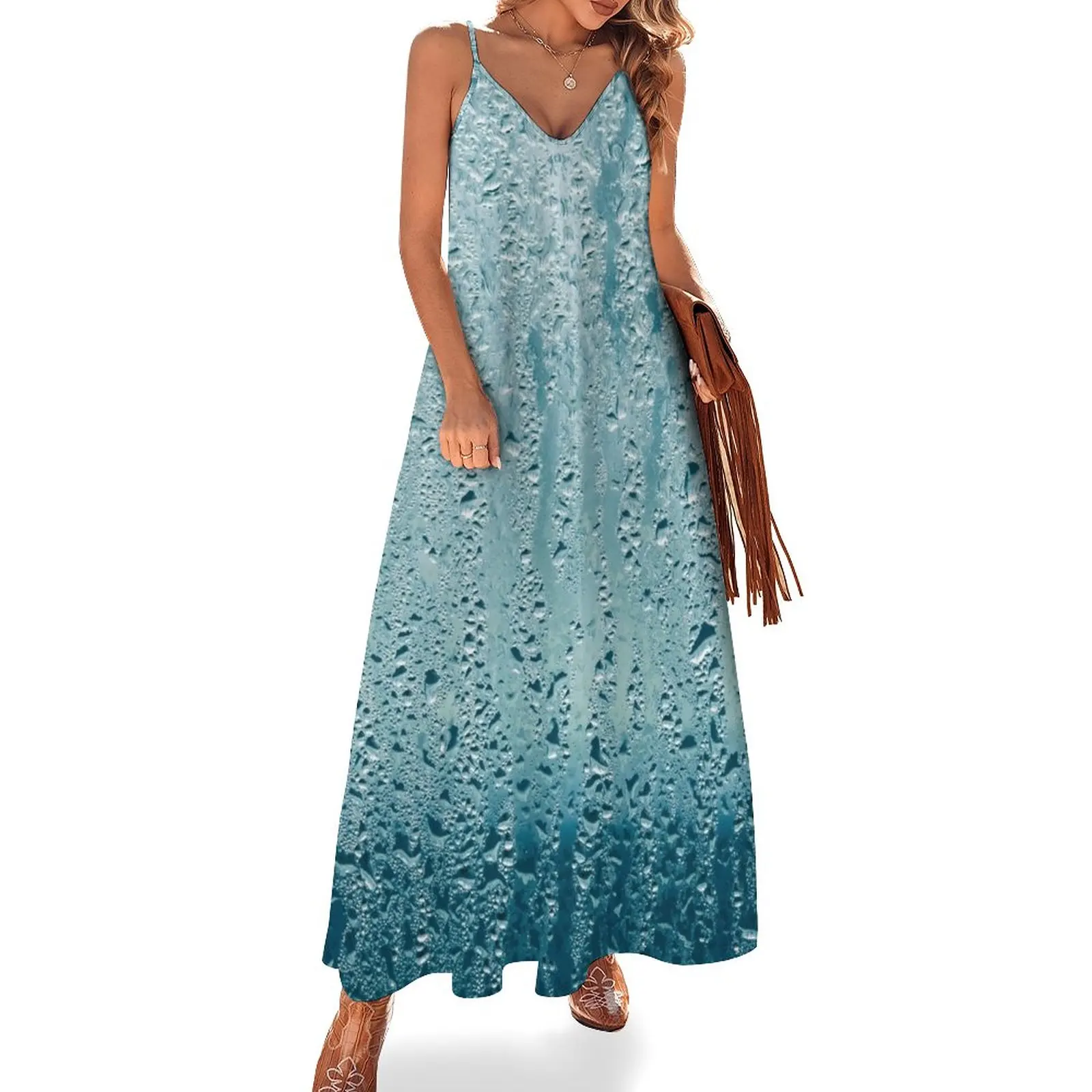 

Water Droplets Rain On Glass Sleeveless Dress sexy dress Women's dress summer