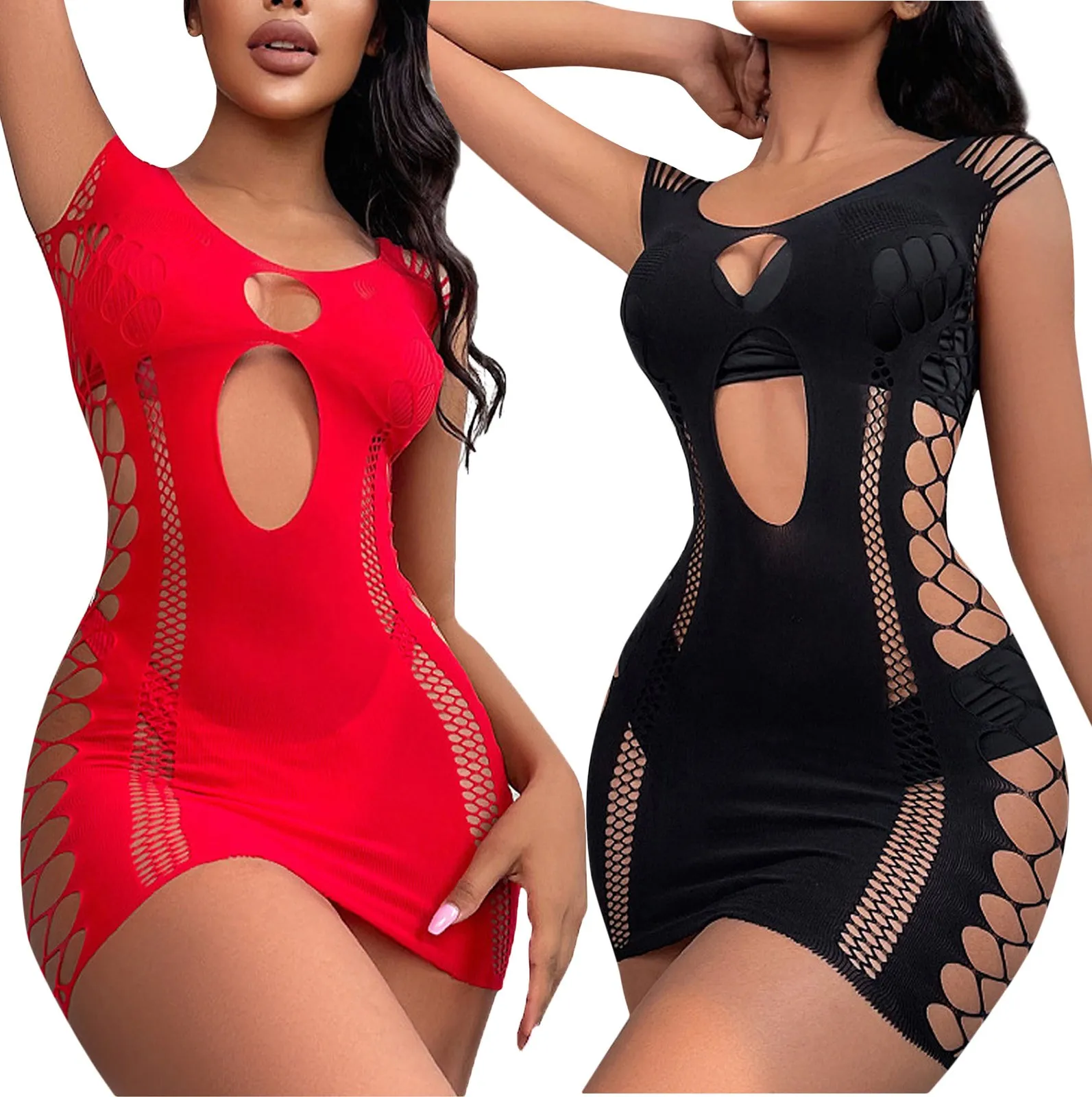 ชุดแฟชั่นผู้ใหญ่เซ็กซี่ ชุดเดรสสั้นเร้าอารมณ์ ของเล่นเซ็กซ์เกม กระโปรงรัดรูปสีดำ ชุดใส่เที่ยวกลางคืน ผ้าตาข่ายยืดหยุ่นสูง