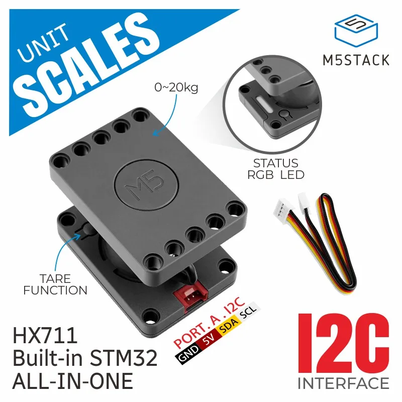 M5Stack Official Integrated 20KG Load Cell Scales HX711 STM32 for DIY Projects Weight Sensor Module