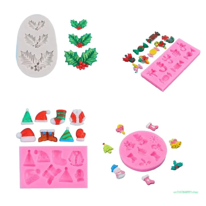 Fondant Mold Candy Tree Hat Socks Silicone Mold Christmas Baking Mold Nonstick