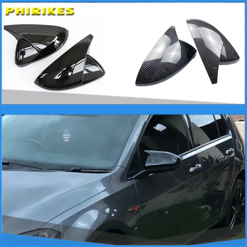 

2 pcs Side Wing Mirror Cover Caps Bright Black RearView Mirror Case Cover for VW Golf 7 MK7 7.5 GTD R GTI Touran L E-GOLF