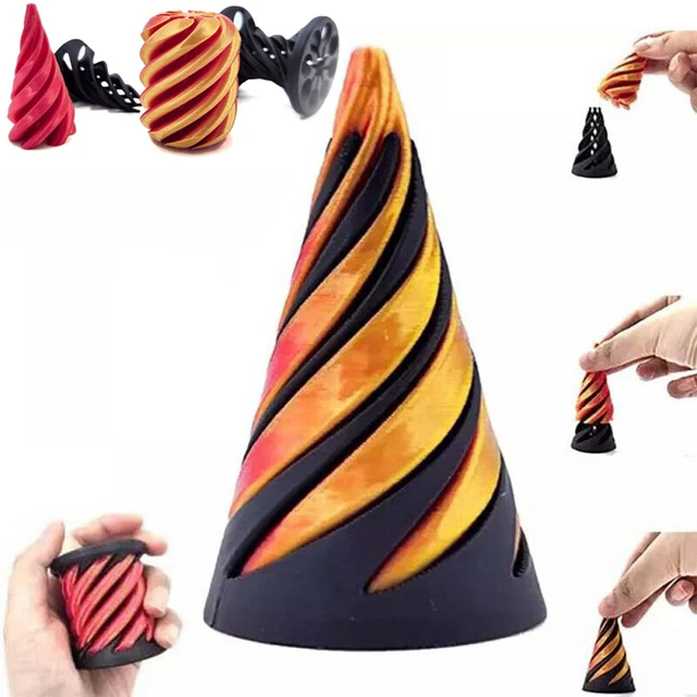 Zabawka antystresowa 3D Spiralny Stożek Dekompresyjny Spiralny Popychacz Piramida Muzyczna Mini Wir Linia Iluzja Ozdoba na Biurko Zabawka dla Dorosłych