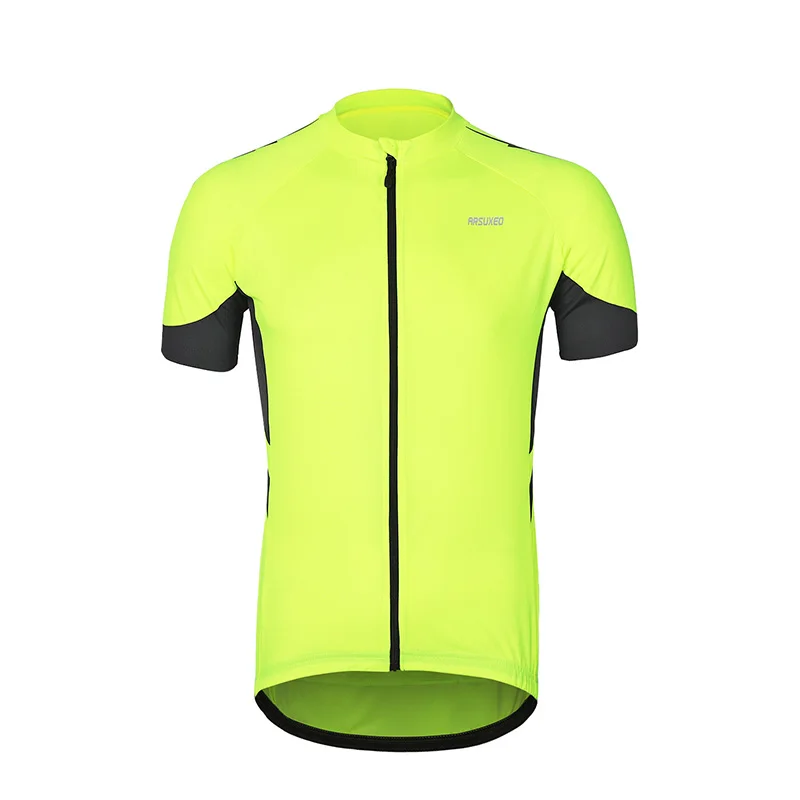 

Men's Short Sleeves Cycling Jersey Quick Dry Zipper Bike Jerseys Bicycle Shirt MTB Mountain Clothing Wear Breathable yellow