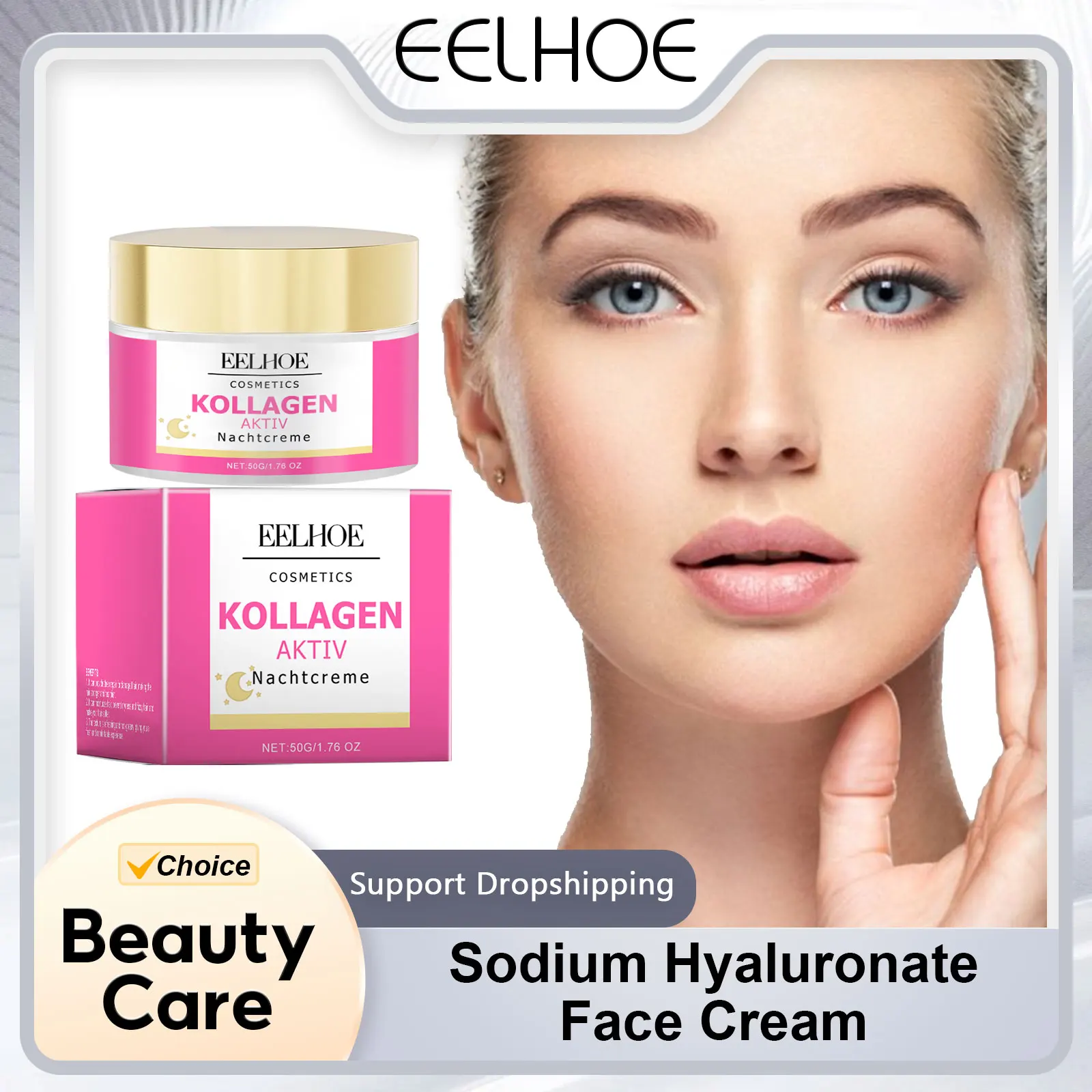 

EELHOE Sodium Hyaluronate Face Cream Firming Moisturizer Nourishing Rejuvenate the Face Collagen Cream for Facial Bleaching 50g