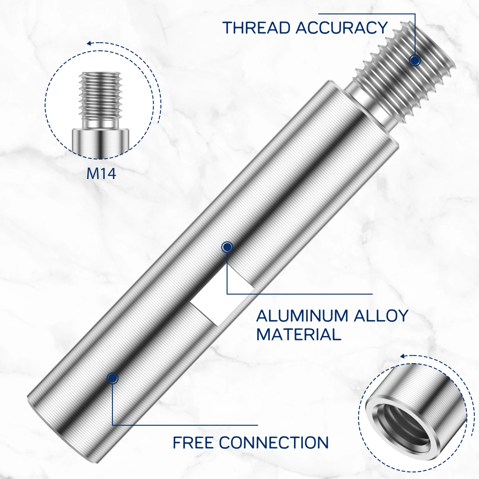 6/3pcs M14 Thread Angle Grinder Extension Rod 3/4/5.5 Inch ngle Grinder Extension Shaft Car Polishing Adapter