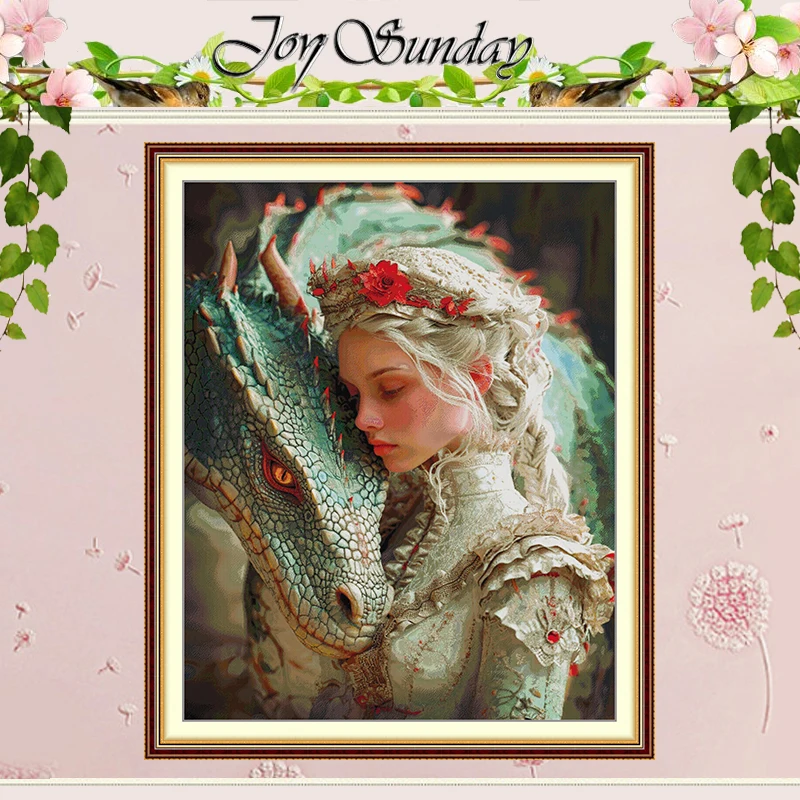 Dragon Maiden Patterns Counted Cross Stitch Set DIY 11CT 14CT 16CT HD Stamped DMC Cross-stitch Kit Embroidery Needlework Crafts
