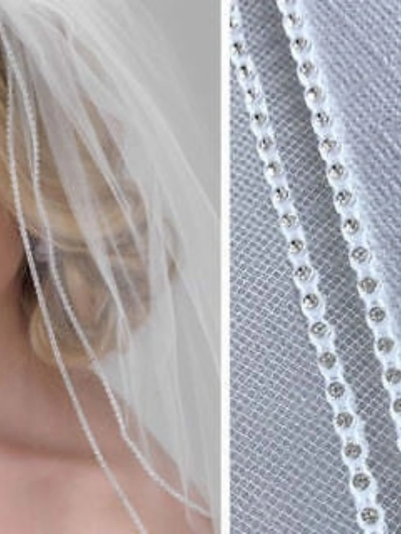 Wedding Bridal Veil 2 Layers Fingertip Length Veils White Ivory Tulle Rhinestone Length Veil with Comb