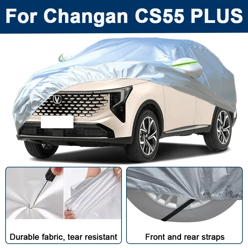 

Всепогодный чехол для автомобиля Changan CS55 PLUS с отражающими полосами, водонепроницаемый, снегозащитный, пылезащитный, с защитой от УФ-излучения, автоаксессуар