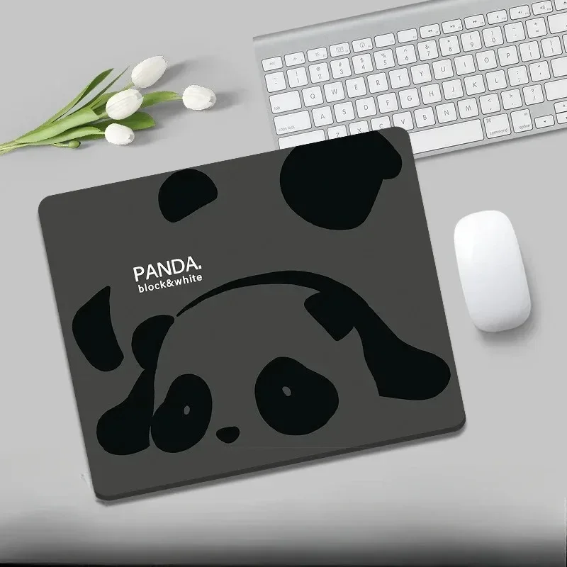 Black And White Panda Mouse Pad Gaming Accessories Cute Mats Art Design Non-slip Office Rubber Cartoon Small Mousepad 21x26cm