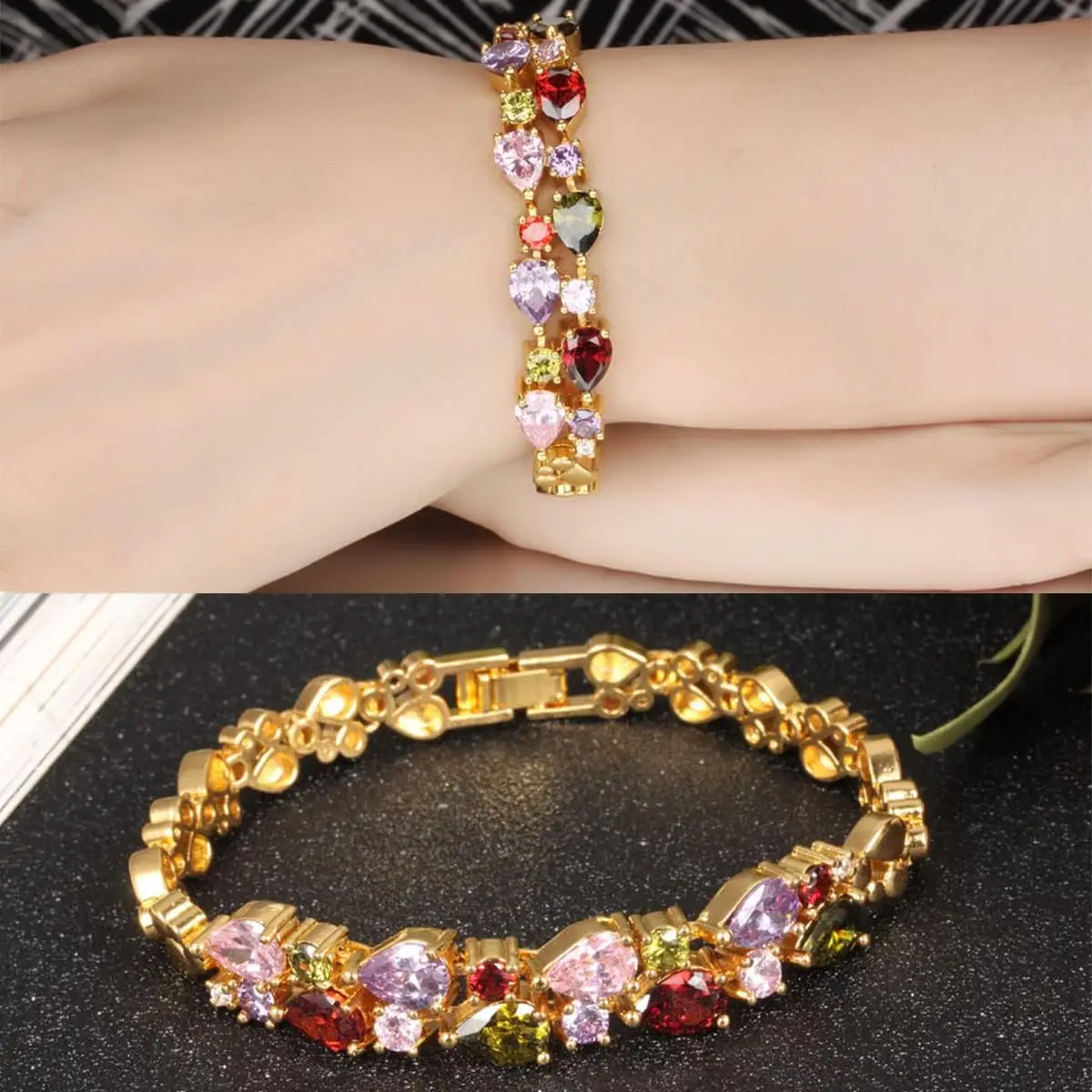 Copper AAA CZ Gold Color Bracelet For Women Jewelry