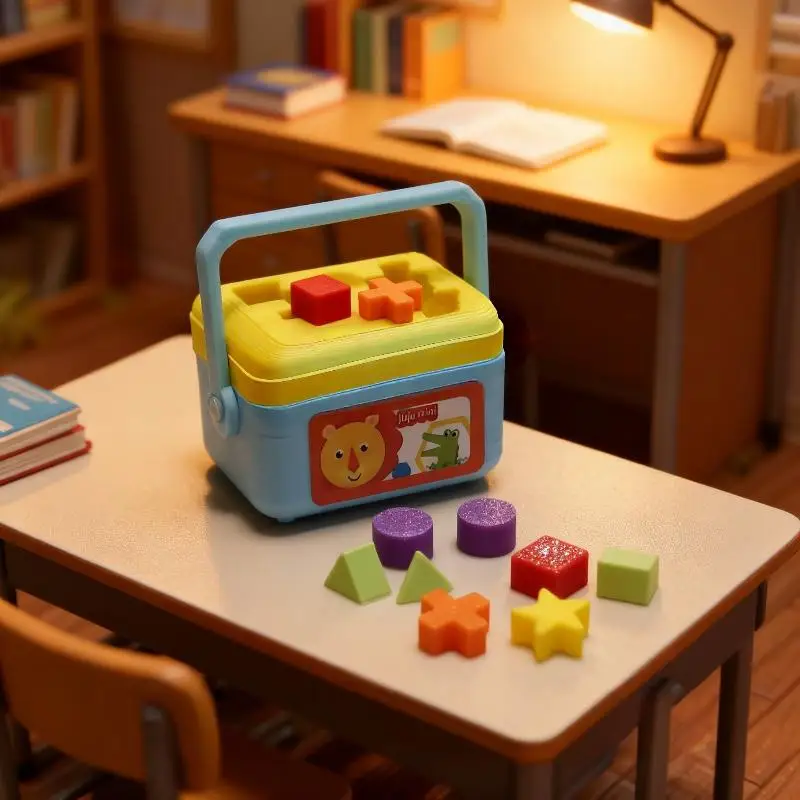 Educational Miniature Shape Sorting Toy Box for Dollhouse Childrens Learning Fun Set Model