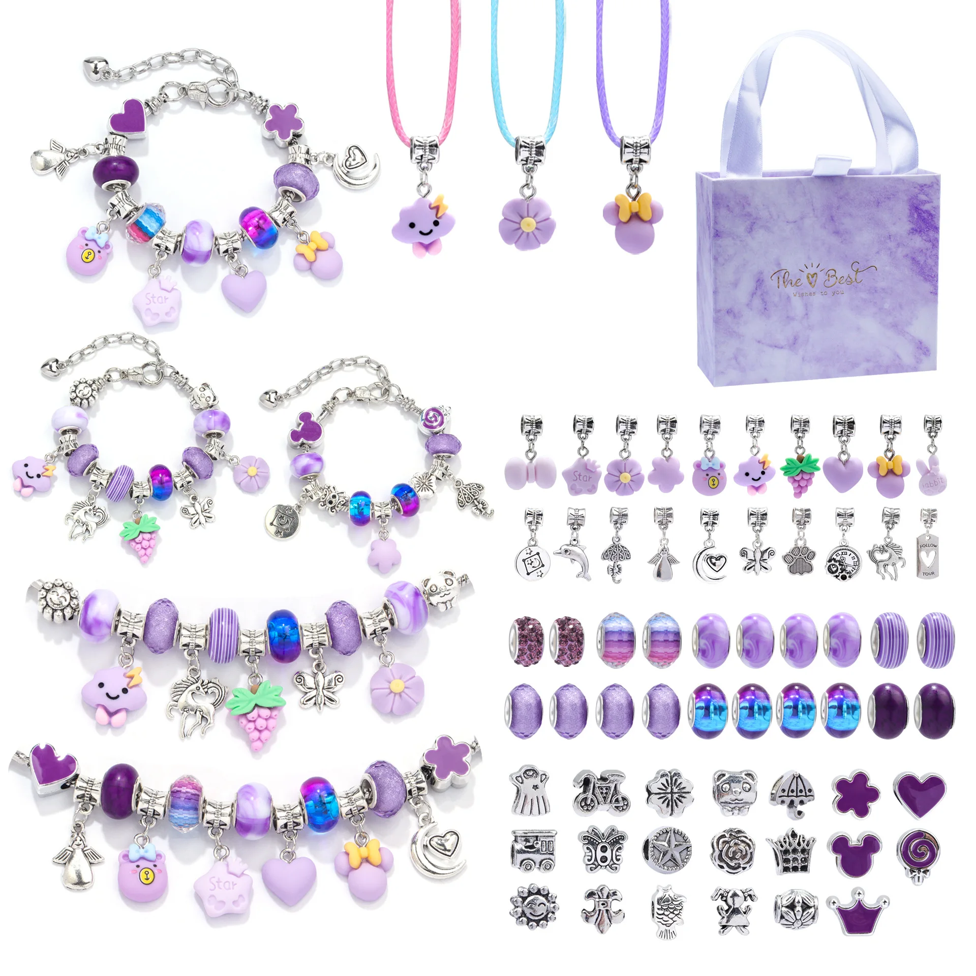 Children's Handmade Jewelry DIY Crystal Beaded Pendant Children's Jewelry Set Gift Box toys for girls