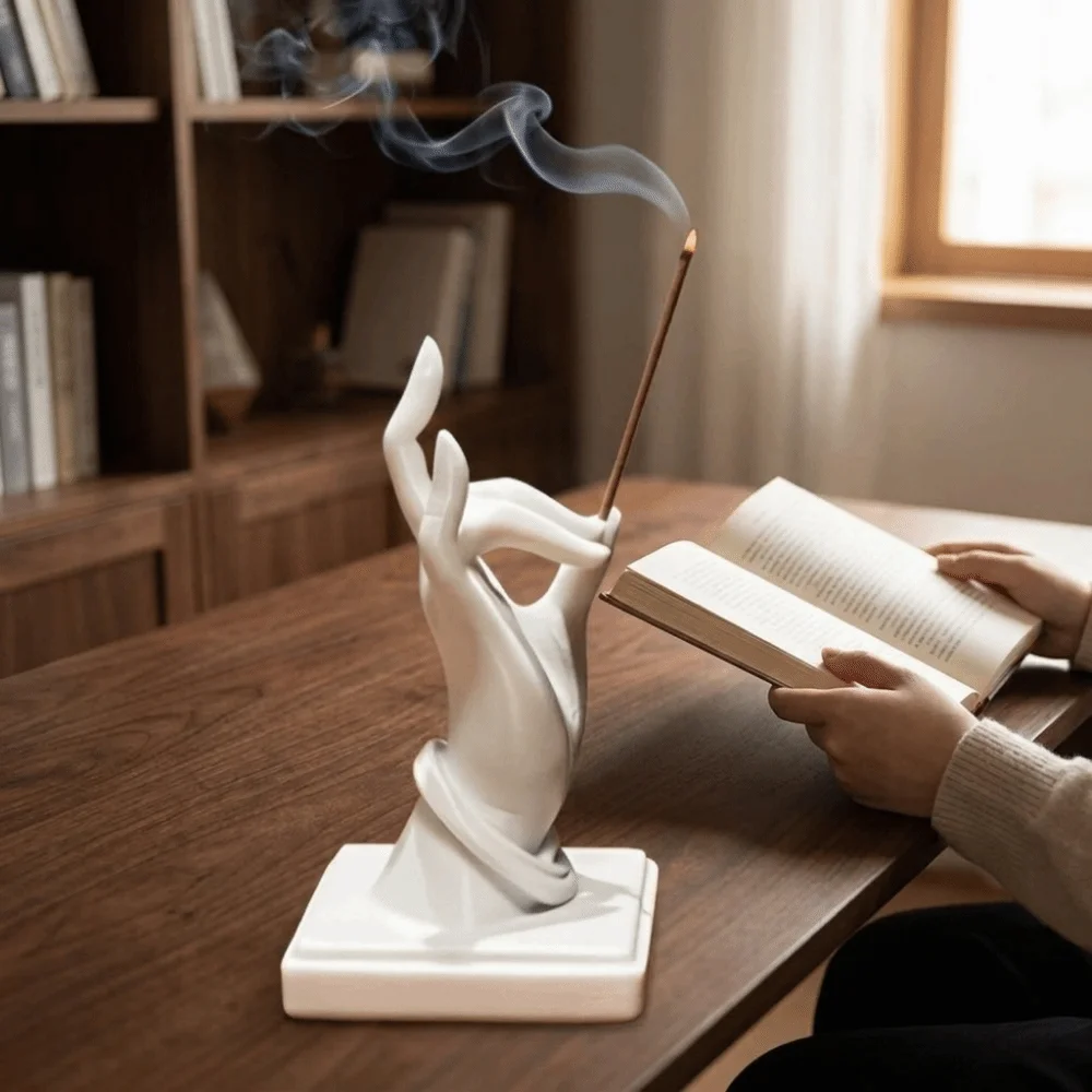 Creative 3D Printed Hand Incense Holder Zen Style Plastic Finger Shaped Incense Stand Decorative Hand Shaped Incense Burner Yoga