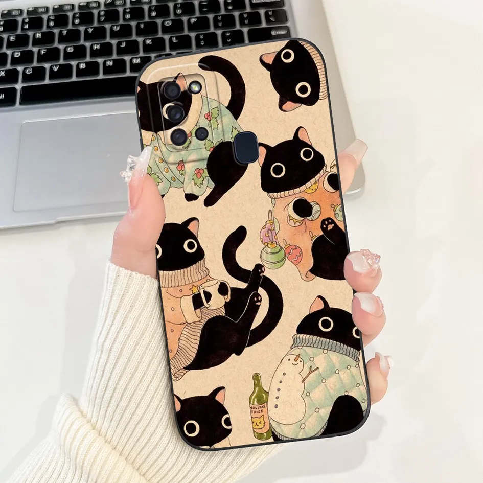 A21s Case For Samsung Galaxy A21s Cover Fashion Tulip Flower Full Cover Shockproof Bumper For Samsung A21s A 21s SM-A217F Fundas