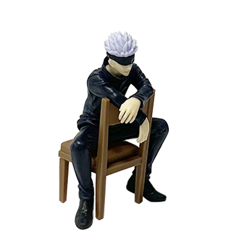 Figura de acción de Anime de Gojo Satoru, figura de Jujutsu Kaisen, Satoru Gojo, tiempo de descanso, posición sentada, viene con taburete, juguete de regalo, PVC, 11CM