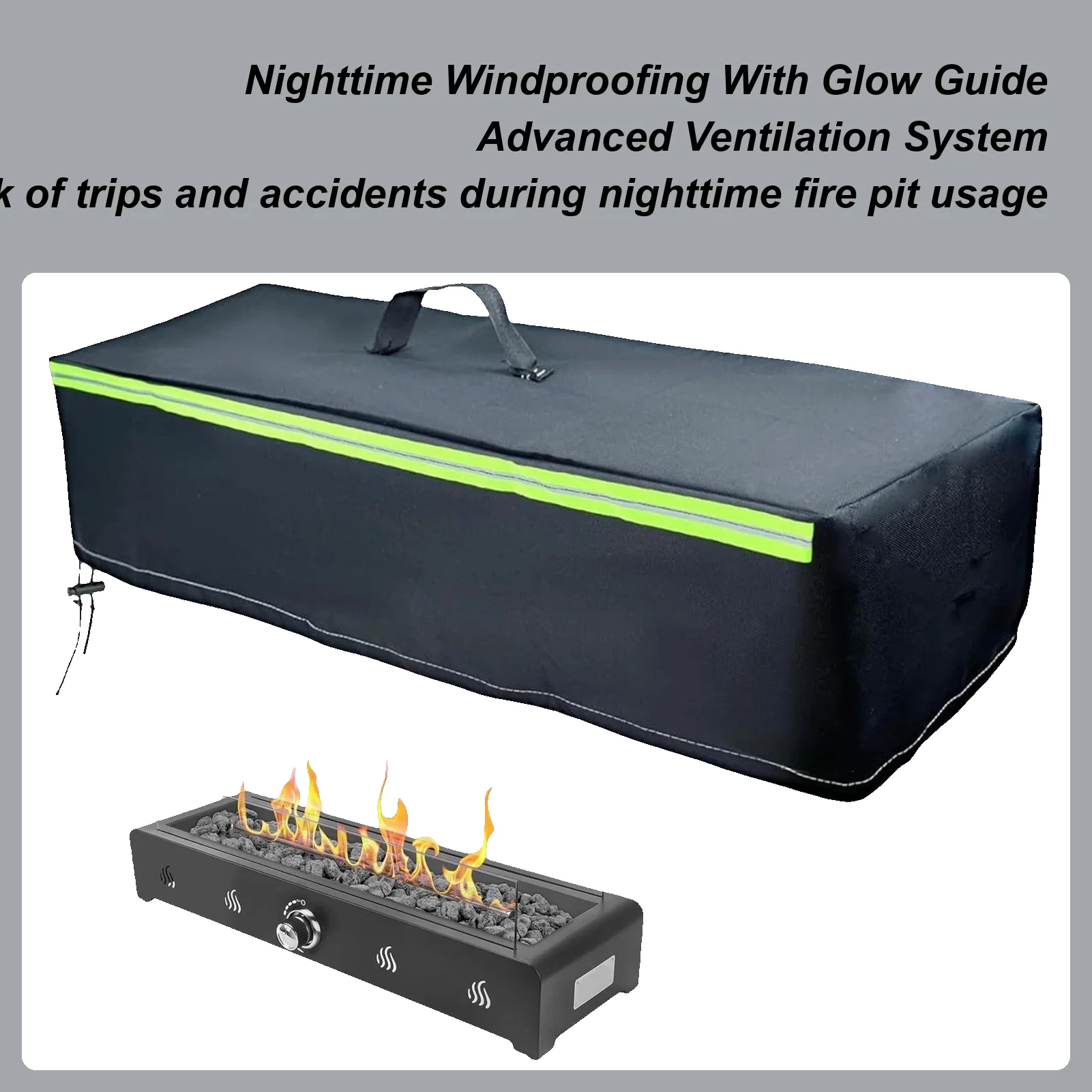 

Cover For Fire Pit Oxford Cloth Protector With Glowing Strips Deck Box Protector For Garden Backyard Farm Pathway Driveway Patio