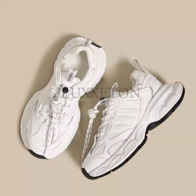 Round Toe Thick Sole and Shallow Cut Dad Shoes with Added Mesh Surface for Comfortable Breathable Lightweight Sports Shoes