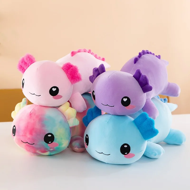 Juguete de peluche Kawaii Axolotl, almohada de peluche de Animal salamandra súper suave y bonita, decoración del hogar Axolotl, regalo de Navidad para niños