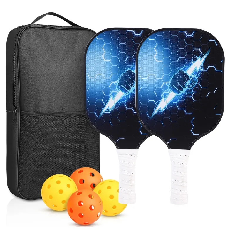 

Zoco Pro Pickleball Paddles Set: 2 Carbon Fiber Rackets + 4 Balls & Waterproof Bag | Outdoor Sports Gear for Training/Gifts