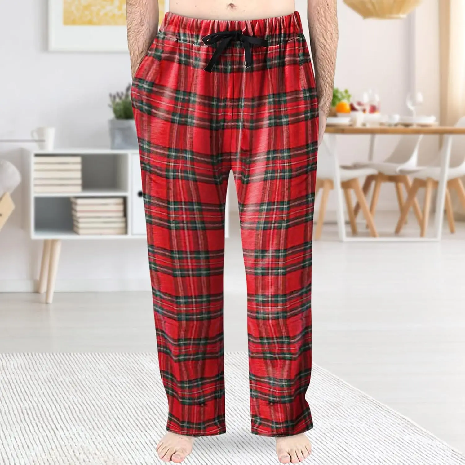 رجل عيد الميلاد بيجامة السراويل مضحك عيد الميلاد Pj السراويل مع جيوب فضفاضة تناسب عيد الميلاد طباعة صالة Pj قيعان للأزواج #6
