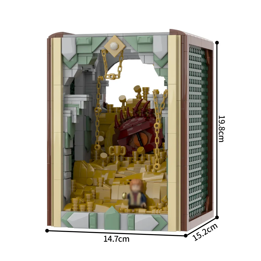 Gobricks MOC Ringen Film MOC-222251 Boek Hoekje - Smaug Bouwsteen Bakstenen Model Speelgoed Gfit
