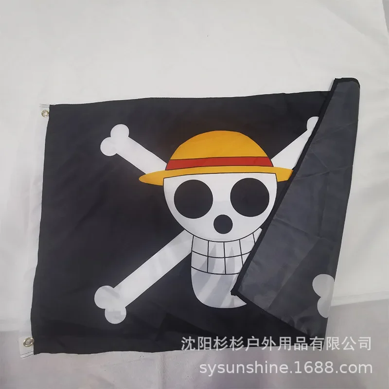Bendera Tengkorak Bajak Laut One Piece Kartun untuk Dekorasi Dinding Kamar Tidur, Lukisan Banner, Bendera Pasukan Bajak Laut Topi Jerami Luffy, Mainan Hadiah